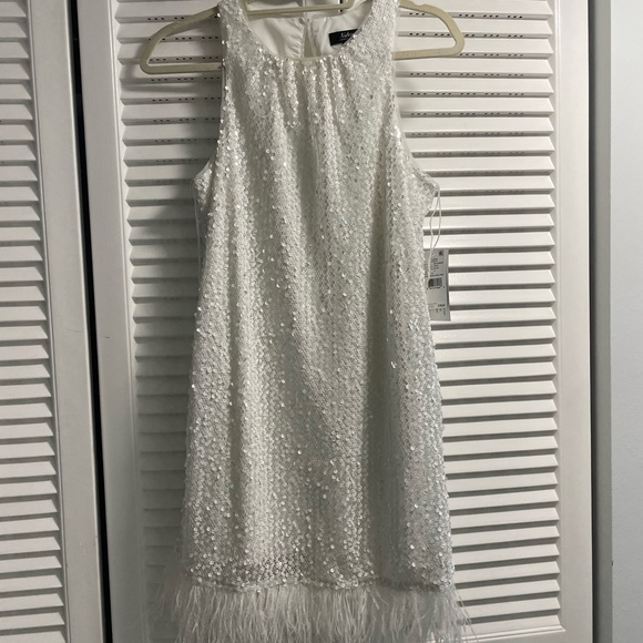 Aidan Mattox White Sequin Mini Dress - Picture 1 of 1